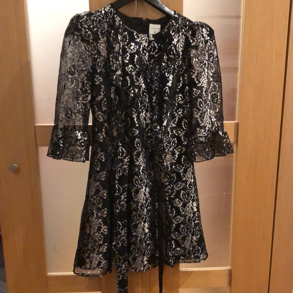 The Vampire’s Wife x H&M Black Silver Lace-Style Midi Dress